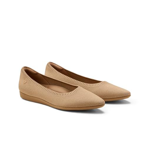VIVAIA Aria Walker Women's Pointed Toe Flats Comfortable Lightweight Walking Ballet Flat Casual Slip On Washable Shoe Almond
