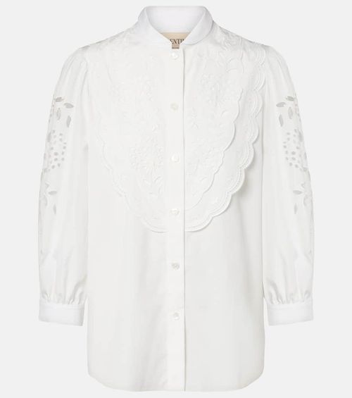 Broderie anglaise cotton poplin blouse