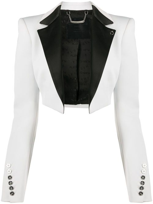 Cropped tuxedo bolero jack - White