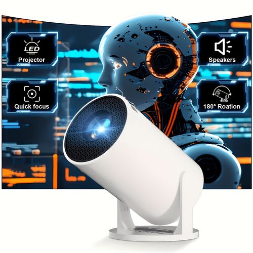 TEMU Portable Hd Smart Projector, Wireless Projector With Wifi And .0, 4k Projector, Built-in Apps, Native 1080p, 180-degree Rotation, Built-in