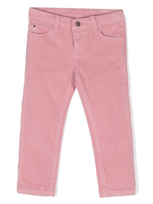 Logo-patch corduroy trousers - Pink
