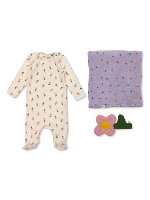 Floral-print babygrow (set of three) - Neutrals