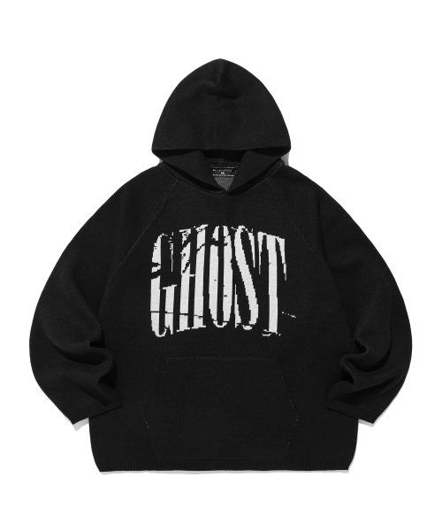 Big Ghost Logo Knit Hoodie_Black