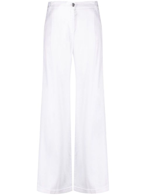 Straight-leg linen-blend trousers - White