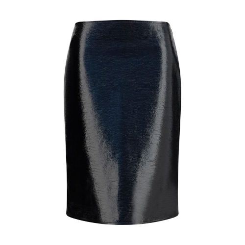 Vinyl Midi Skirt — Black