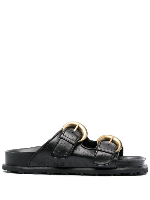 Logo-debossed leather sandals - Black