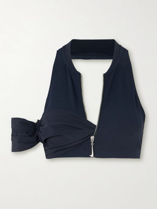 + Jacquemus Cropped Layered Twisted Stretch-jersey Halterneck Top - Black