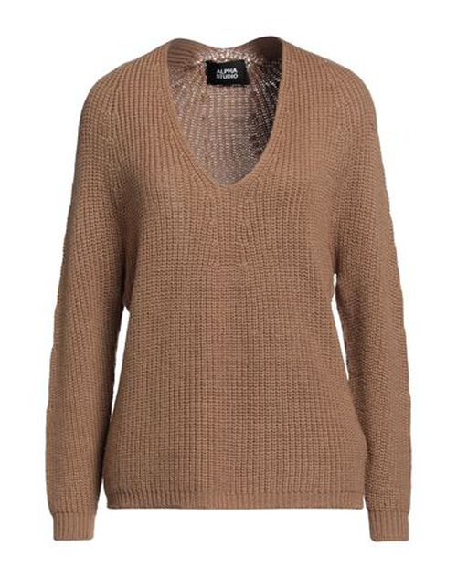 Alpha Studio Woman Sweater Camel Size 10 Merino Wool