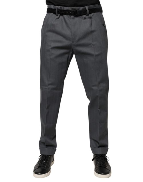Tapered Formal Cotton Trousers — Gray