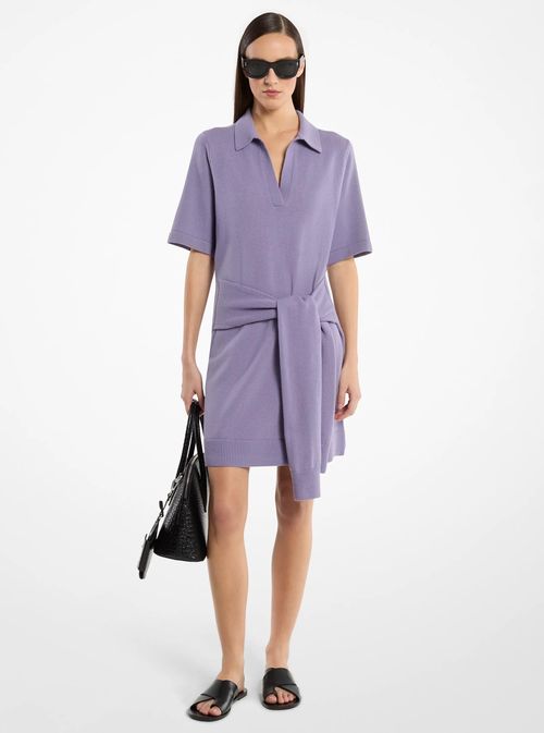 Cashmere Tie-Front Polo Dress