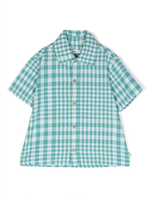 Theo check-print short-sleeve shirt - Blue