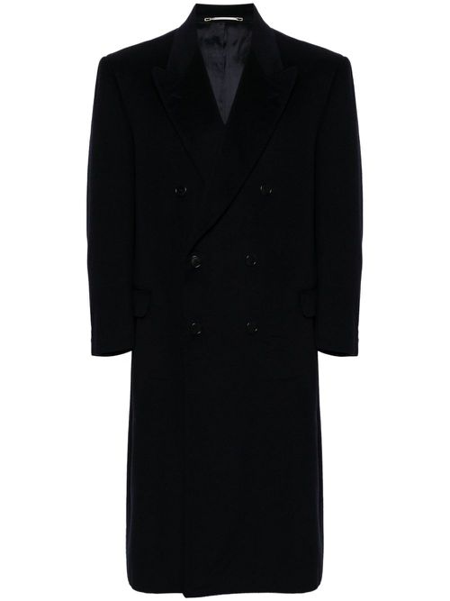 1970s double-breasted brushed coat - Blue