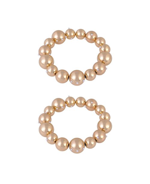 Gold Tone 2pc Ball Stretch Bracelets