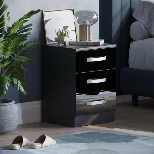 Vida Designs Hulio 3 Drawer Bedside Cabinet Storage Bedroom Furniture