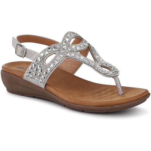 Pavers Women's Slingback Toe Post Sandals in Metallic Silver