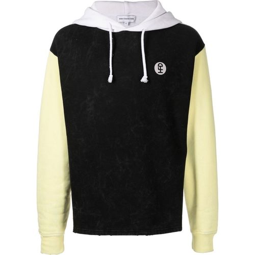 Photograph-print colour-block hoodie