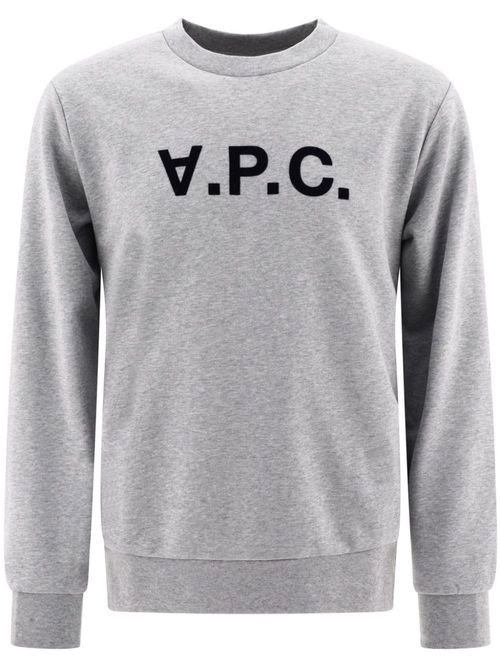 Logo-flocked cotton sweatshirt - Grey