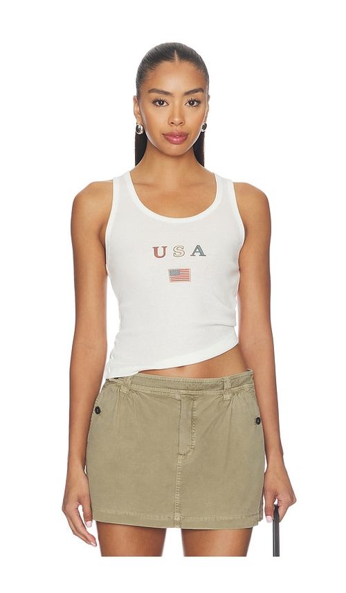 The Laundry Room Lil Usa Flag Rib Tank in White. S also in XS