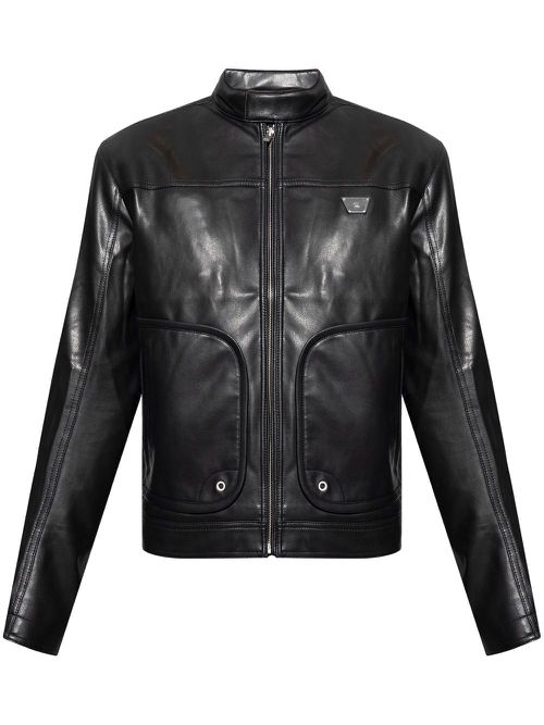 Zipped leather jacket - Black