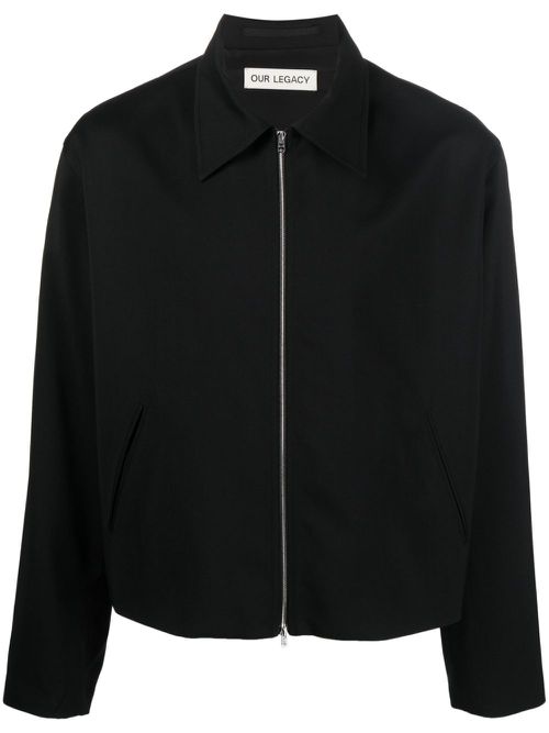 Straight-point collar bomber jacket - Black
