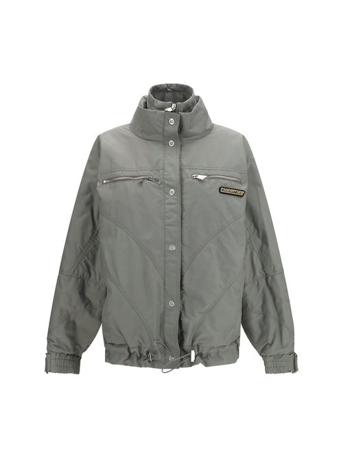High-Neck Padded Bomber Jacket — Gray