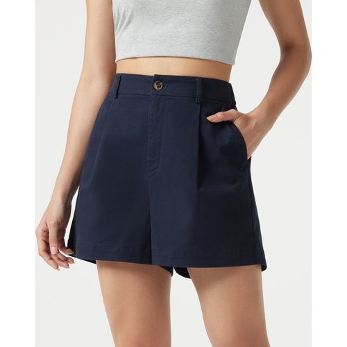 Halara High Waisted Work Chino Cotton Shorts with Pockets 3'' - Navy Blazer