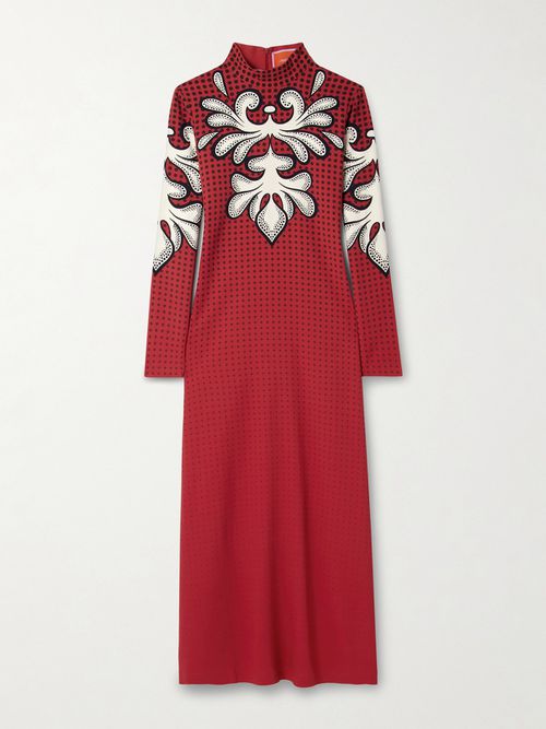 Icon Halle Printed Crepe Turtleneck Midi Dress