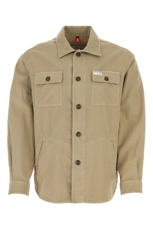Cotton-Linen Overshirt Jacket — Beige