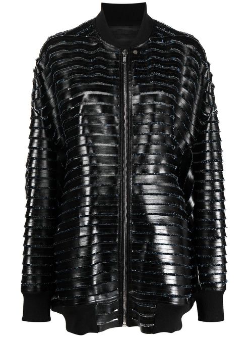 Faux-leather bomber jacket - Black