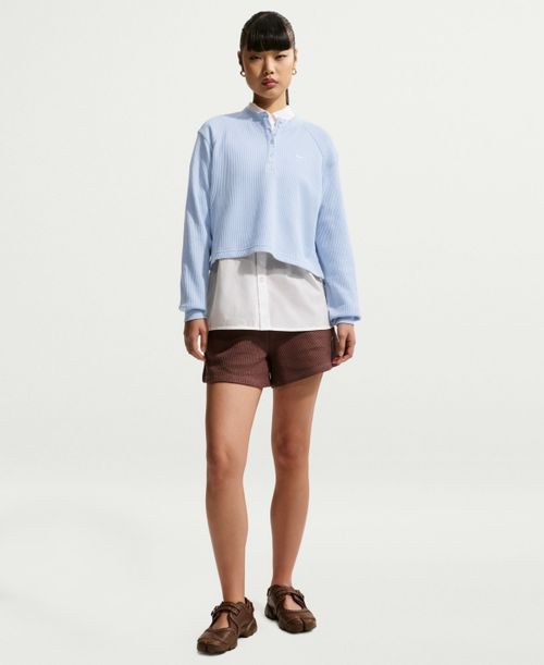 Women's Sportswear Chill Waffle Oversized Long-Sleeve Henley Top - Hydrogen Blue/Sail