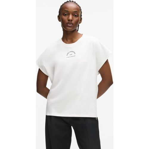 Karl Lagerfeld - Rue St-guillaume T-shirt Mit Glitzer, Damen, Weiss, Größe