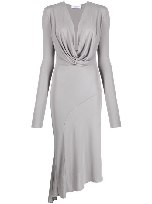 Cowl-neck asymmetric midi dress - Grey
