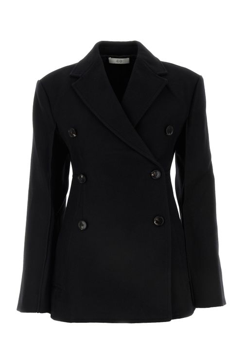 Double-Breasted Cotton Blazer — Black