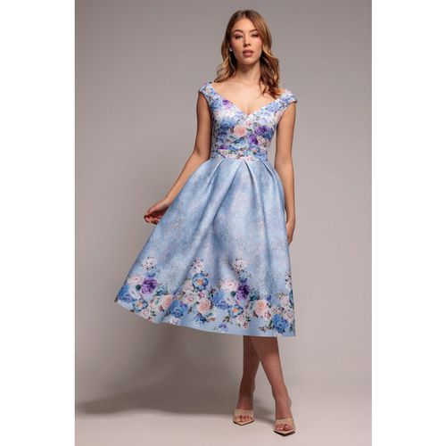 Goddiva Sweetheart Floral Midi Dress - Powder Blue