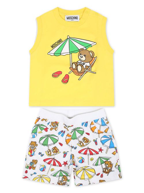 Graphic-print cotton shorts set - Yellow