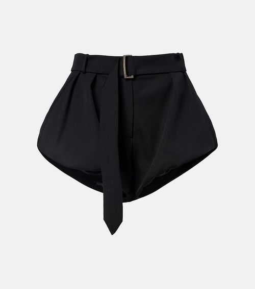 Belted wool shorts