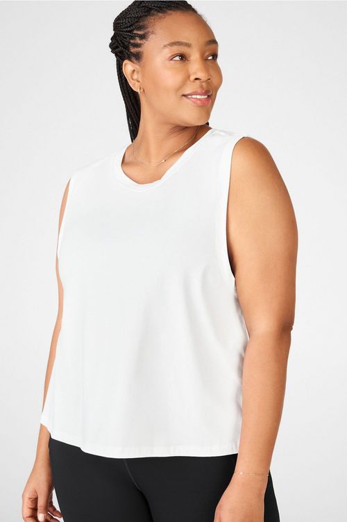 Fabletics Women's Jade Muscle Tank Top White Plus 3X