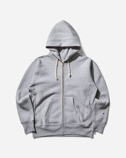 Men s Made in USA Reverse Weave Zipped Hoodie Oxford Grey