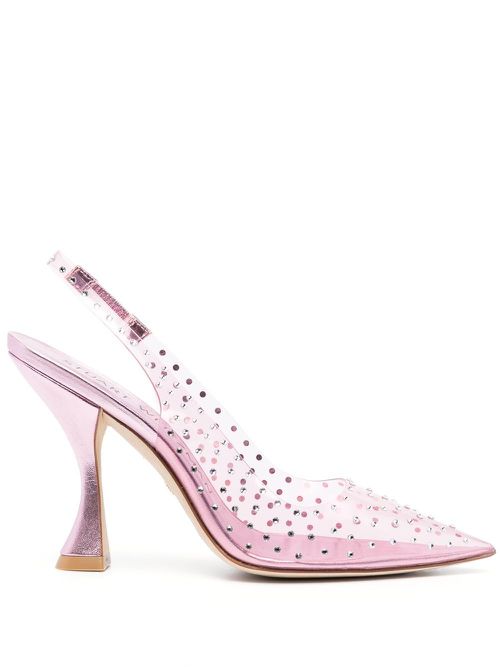 Crystal-embellished transparent pumps - Pink