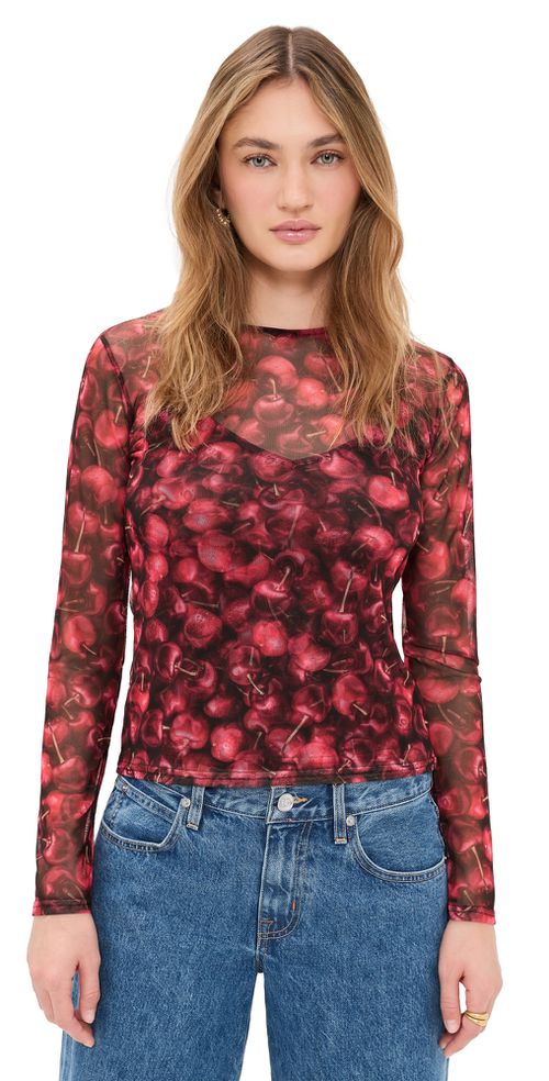 Cherry Mesh Top Red