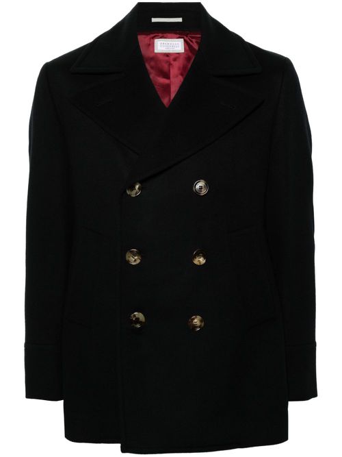 Notched-lapels felted peacoat - Black