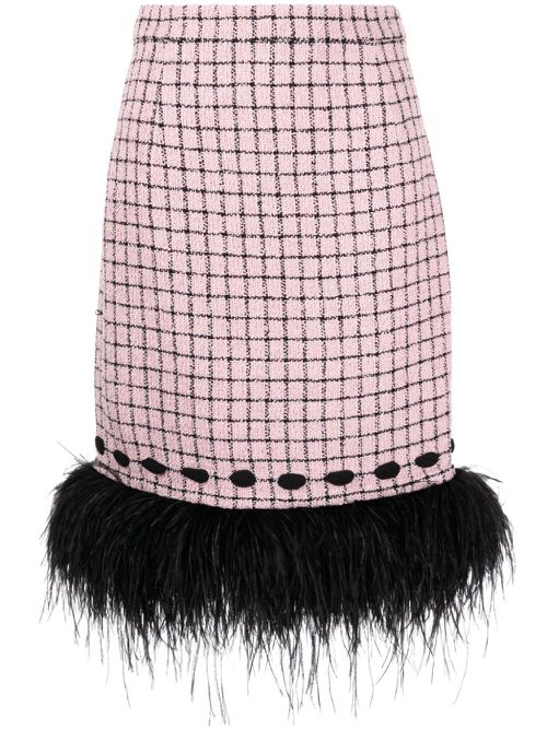 Valerian feather-trim midi skirt - Pink
