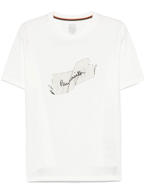 Label-print T-shirt - White