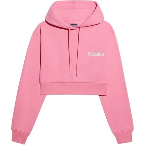 Jacquemus Womens Le Sweatshirt Court Pink Cropper Hoodie Cotton - Sma