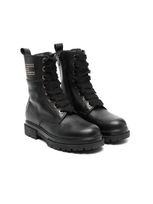 Studded-logo ankle boots - Black