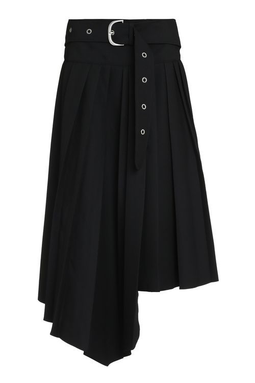 Tech Drill Pleated Asymmetric Skirt