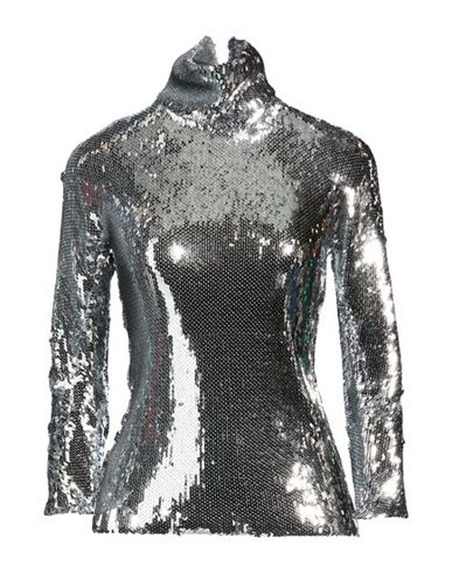 Woman Top Silver Size S Polyester, Elastane
