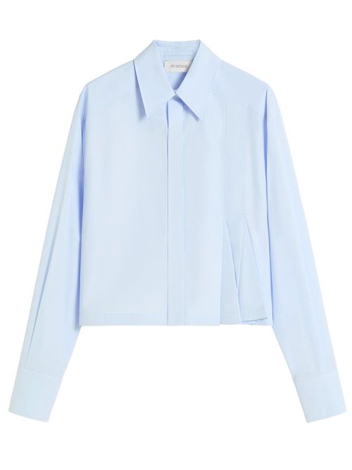 Cropped Poplin Shirt With Asymmetrical Pleats