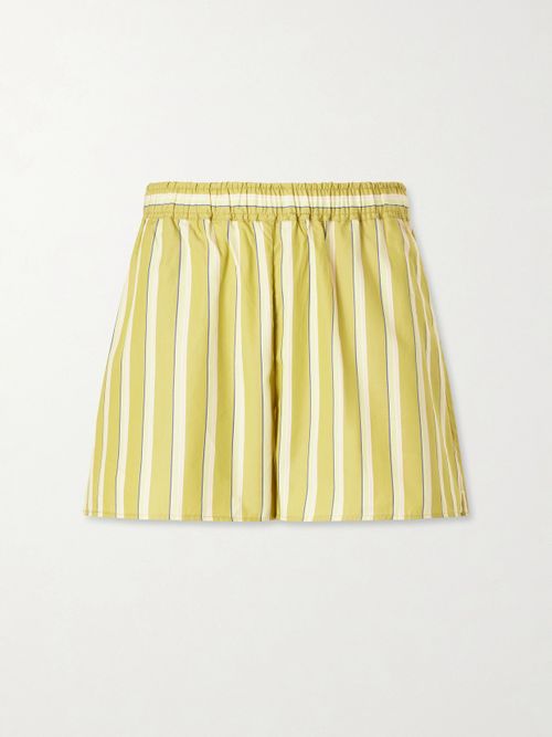 Shelby Striped Cotton-poplin Shorts - Green