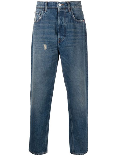 Low-rise cotton tapered jeans - Blue